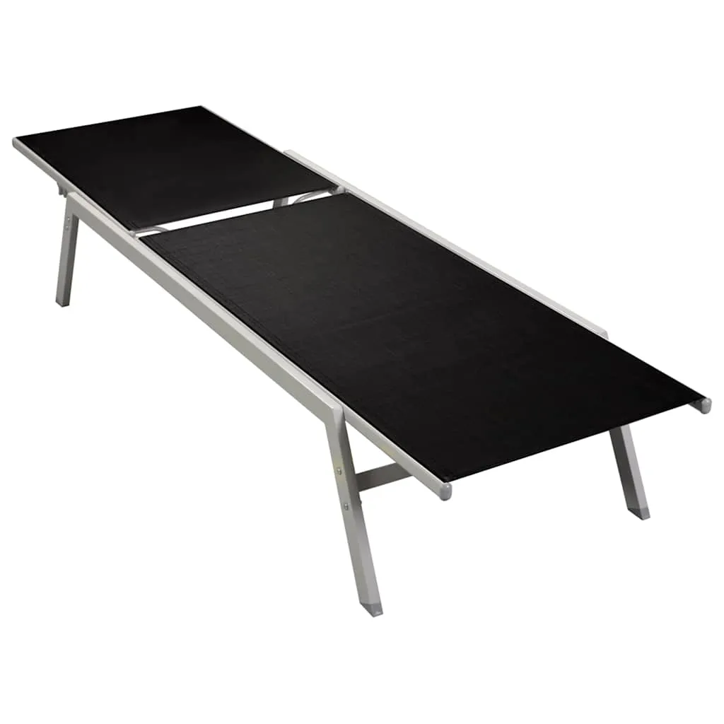 Sonnenliege 200x58x32 cm Schwarz und Silber mit verstellbarer Rückenlehne