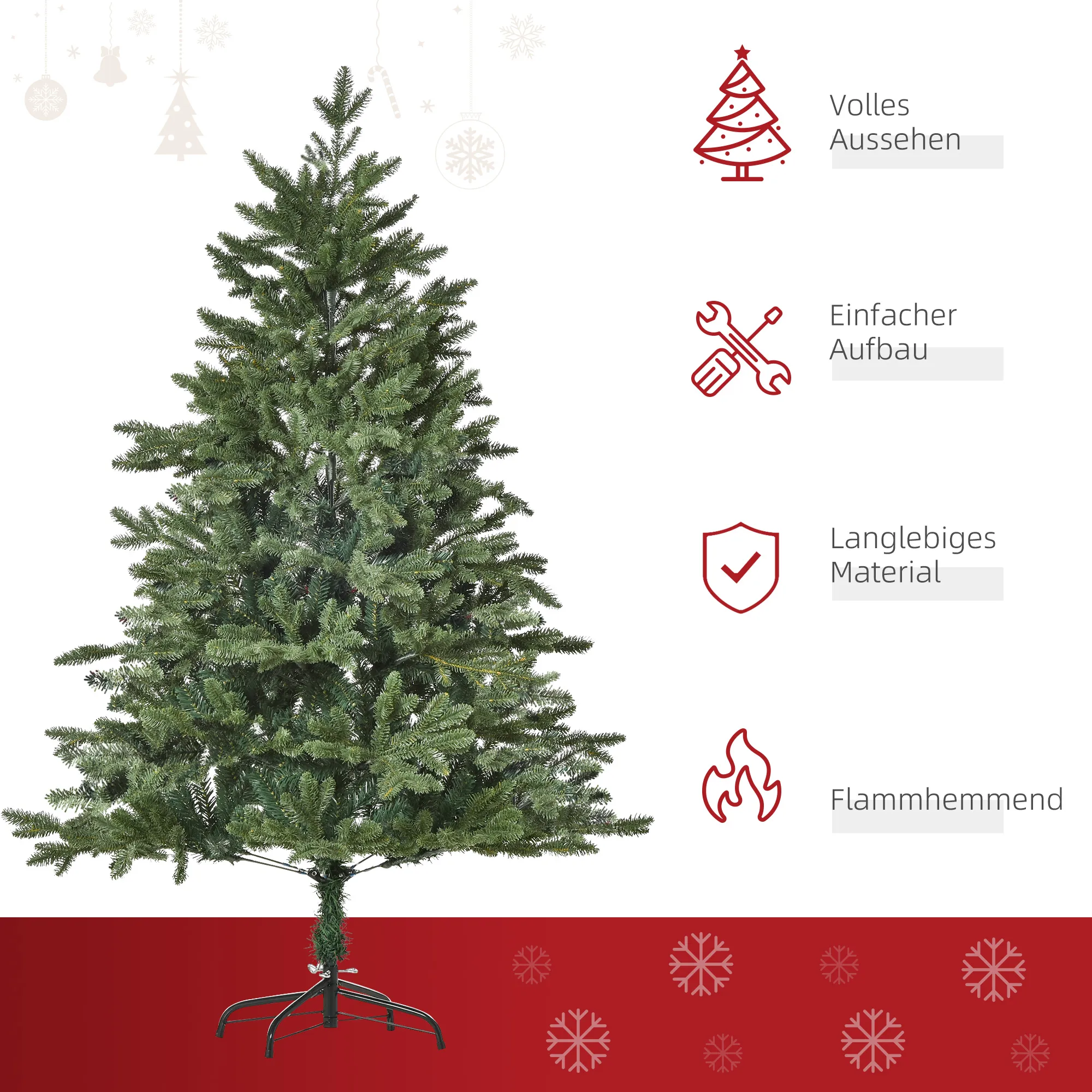 Künstlicher Weihnachtsbaum 150 cm Tannenbaum PVC PE Grün