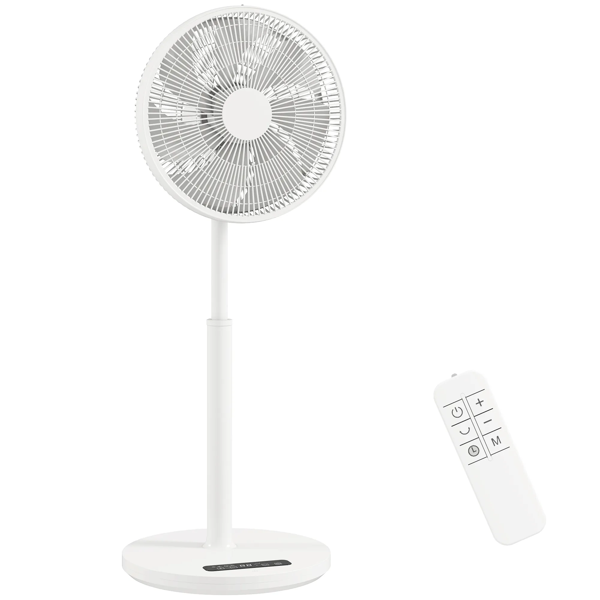 Standventilator mit Fernbedienung und 12 Geschwindigkeiten, Bodenventilator mit verstellbarer Höhe für Schlafzimmer Weiß