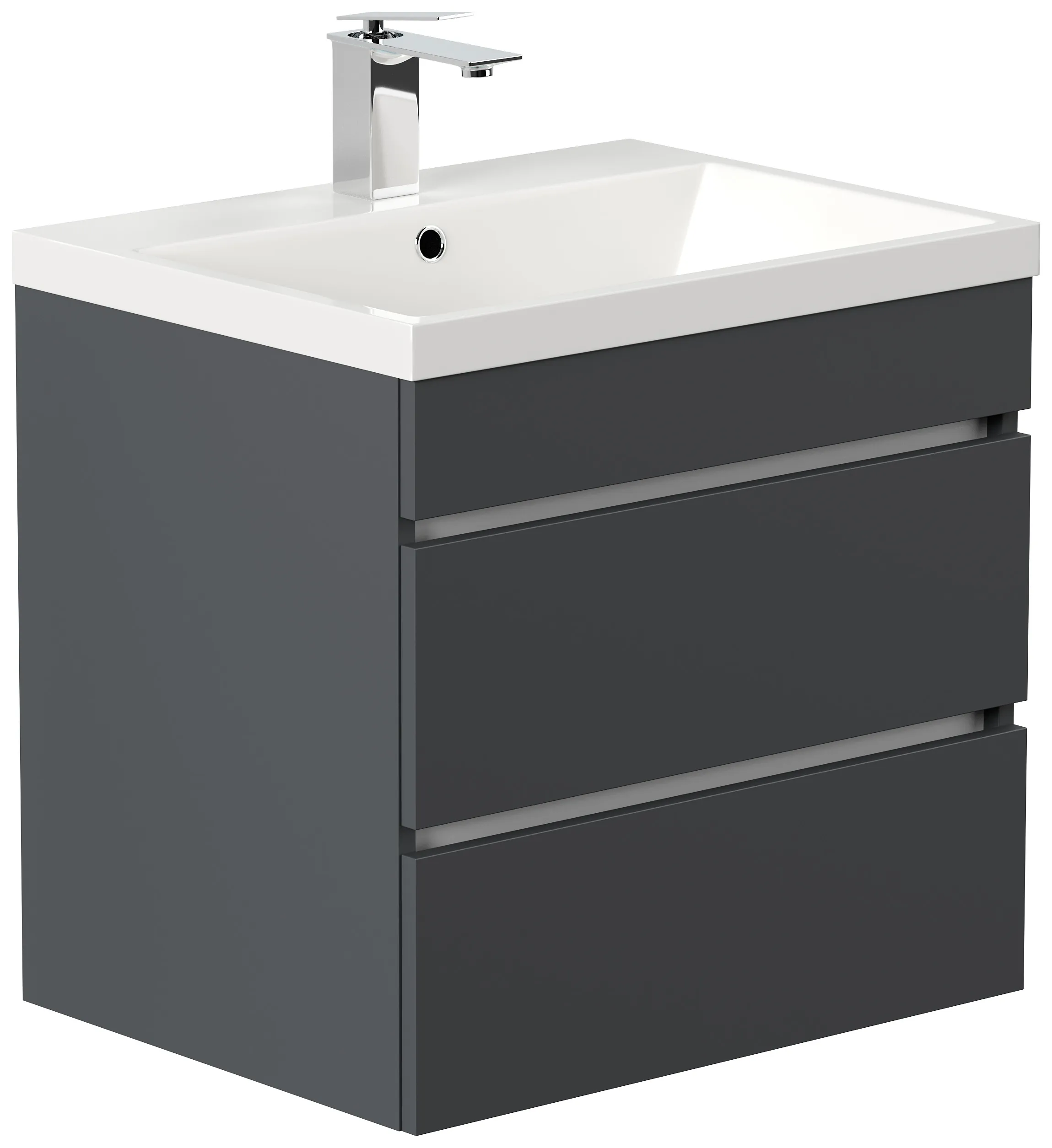 Badmöbel Fellini 60 grafit mit drei grifflosen Schubladen