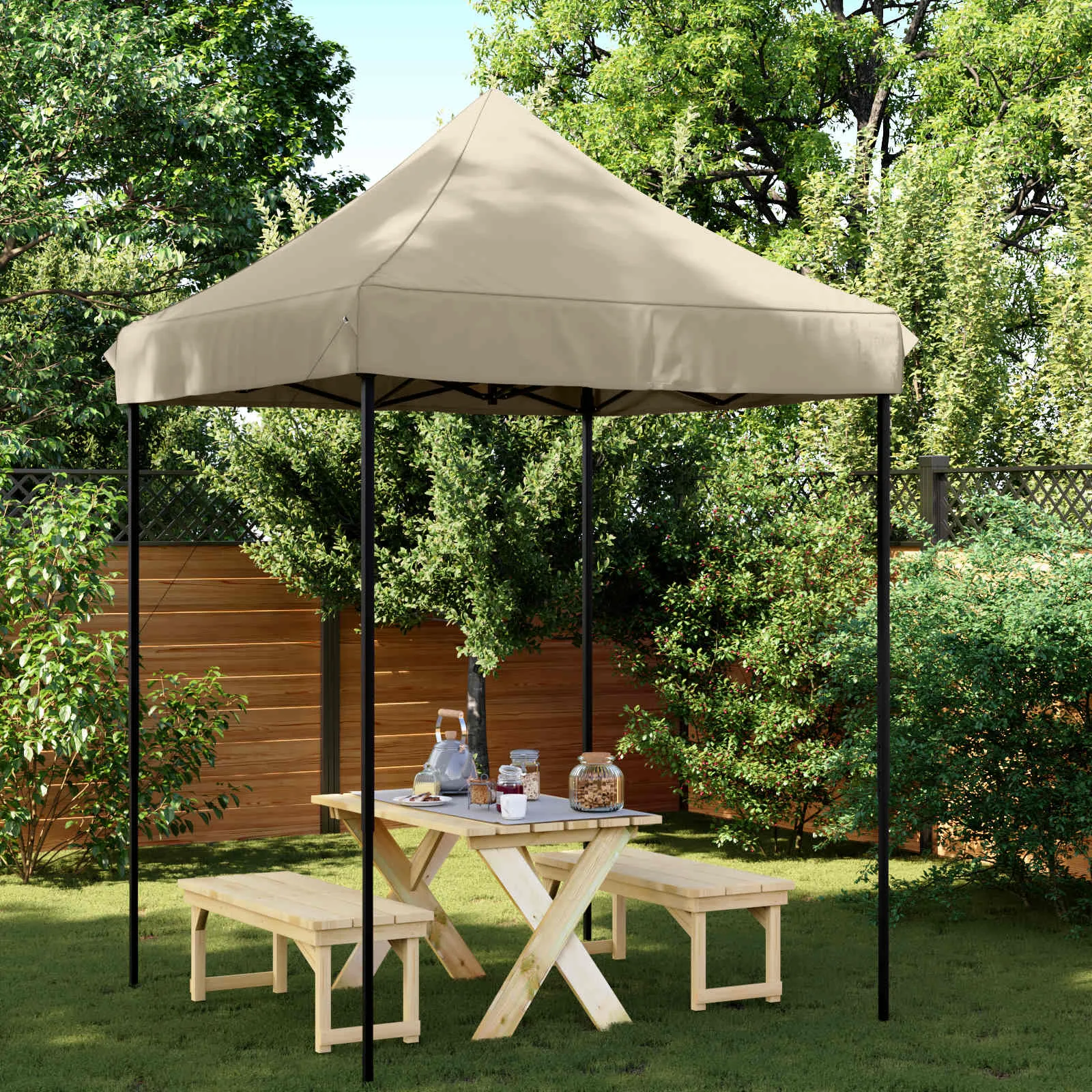 Modernes faltbares Partyzelt 200x200x306 cm in Taupe
