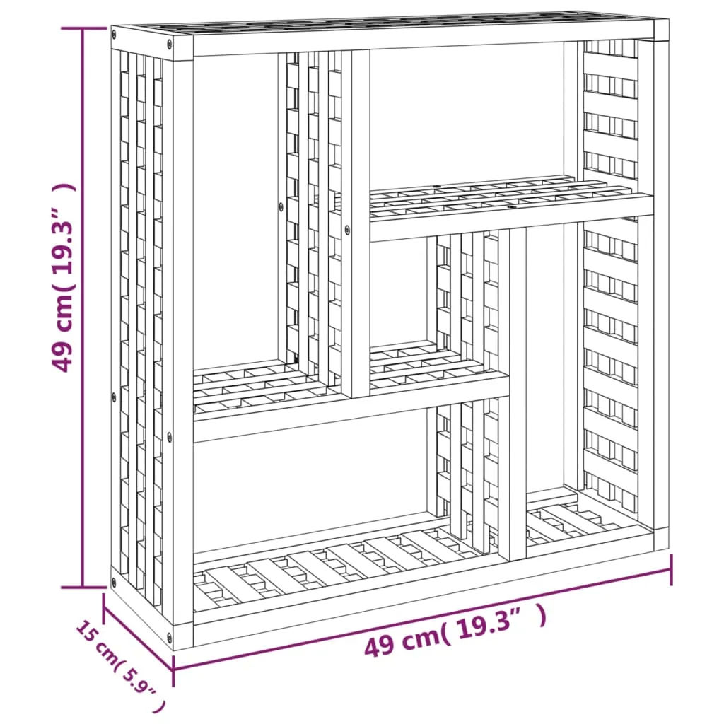 Wandregal aus Massivholz, Walnuss Finish 49x15x49 cm