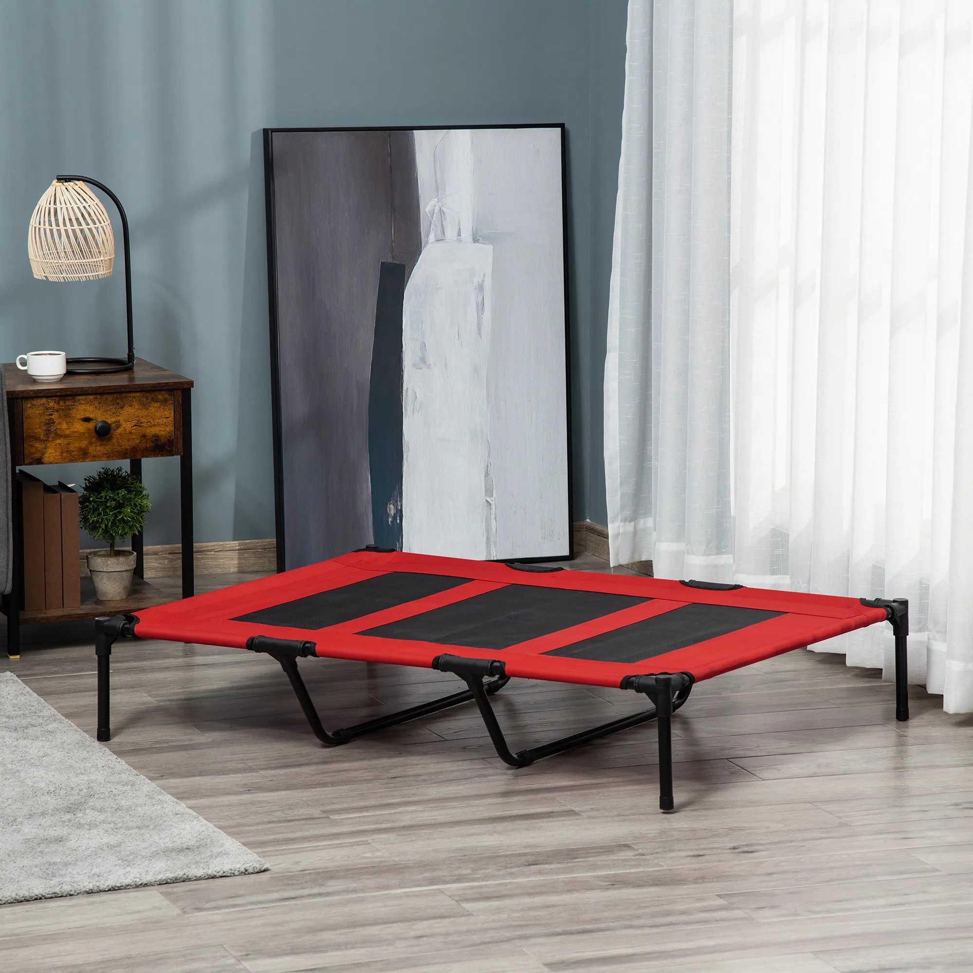 Hundeliege Outdoor erhöht, Oxford & Texteline, 122x92x23 cm, Rot