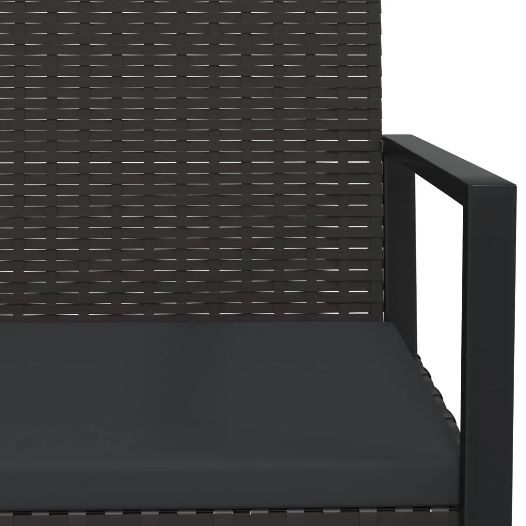 Gartenbank Schwarz 106 x 57 x 74,5 cm mit PE-Rattan und Stahlrahmen