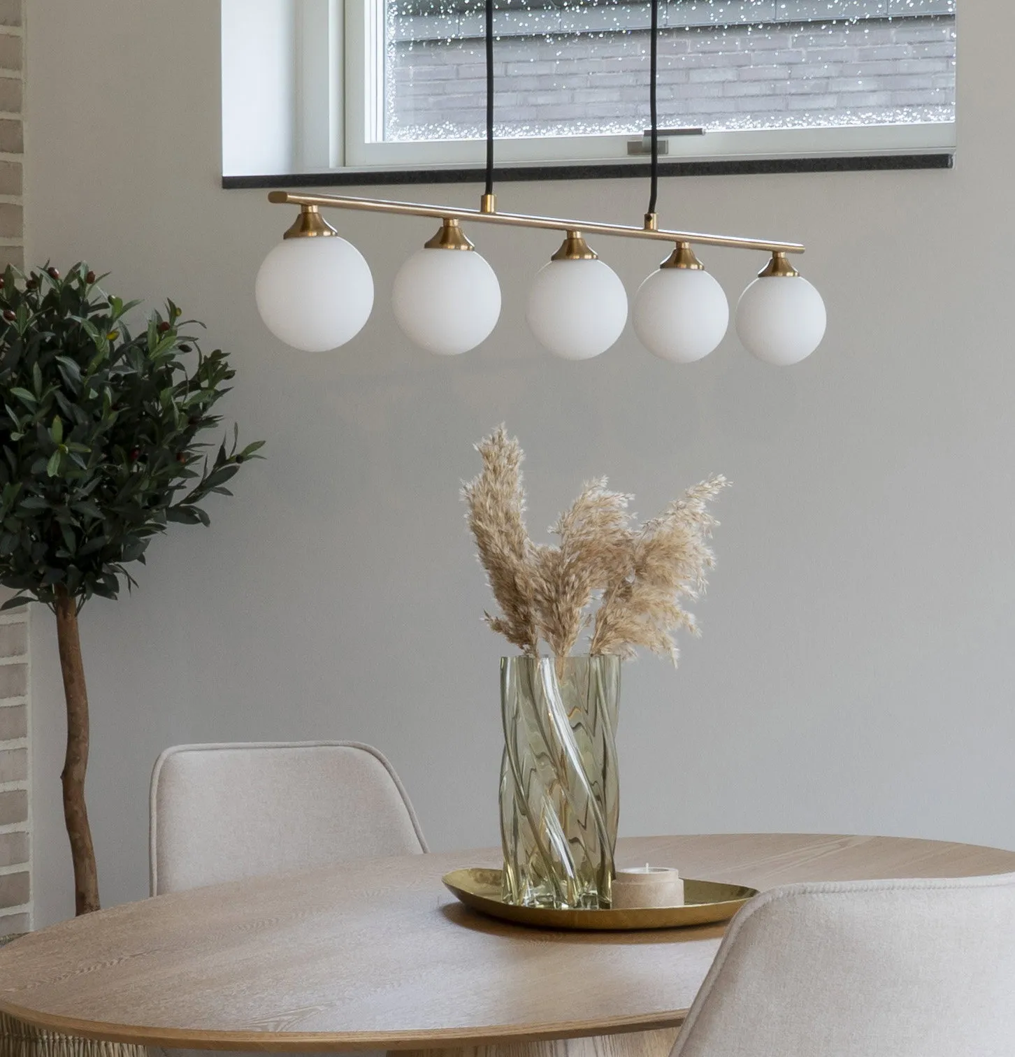tinkaro Pendelleuchte Halifax Glas, Stahl Messing