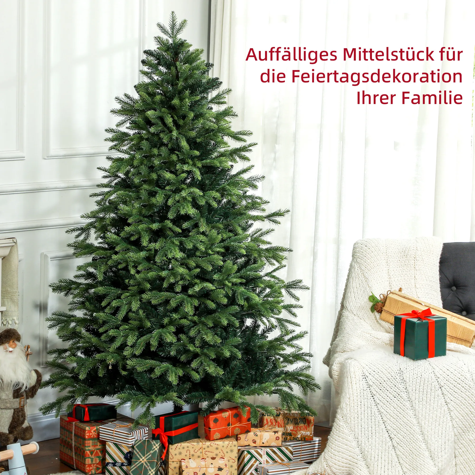 Künstlicher Weihnachtsbaum 183 cm flammhemmend, Grün