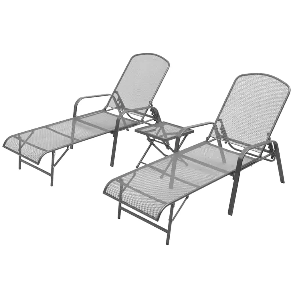 Sonnenliegen-Set Anthrazit 66x(154-183)x(65-103) cm mit Klapptisch 38x38x38 cm