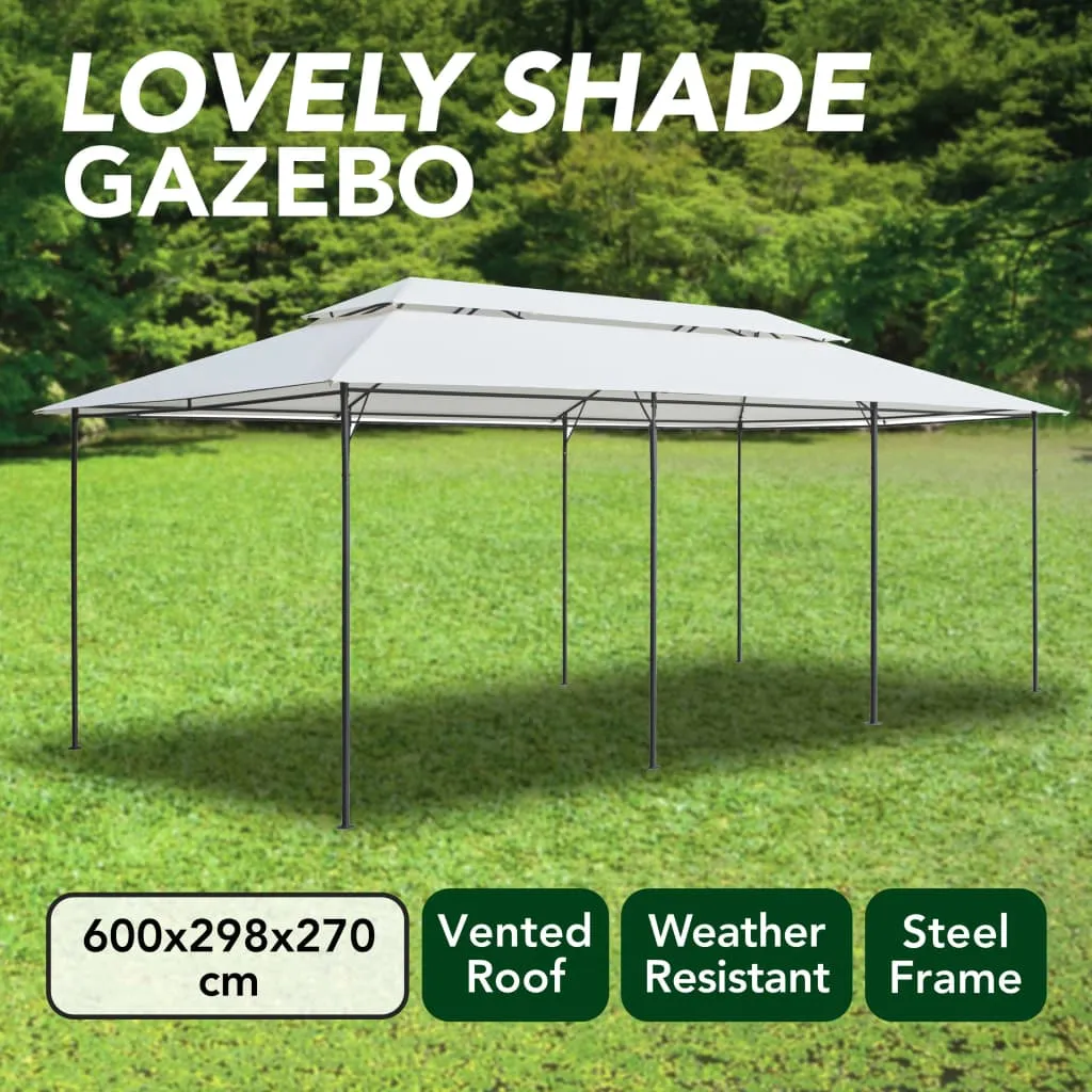 Moderner Gartenpavillon 600x298x270 cm Weiß mit Stahlrohrrahmen