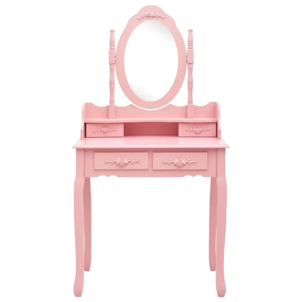 Schminktisch-Set mit Hocker Rosa 75x69x140 cm Paulownia-Holz