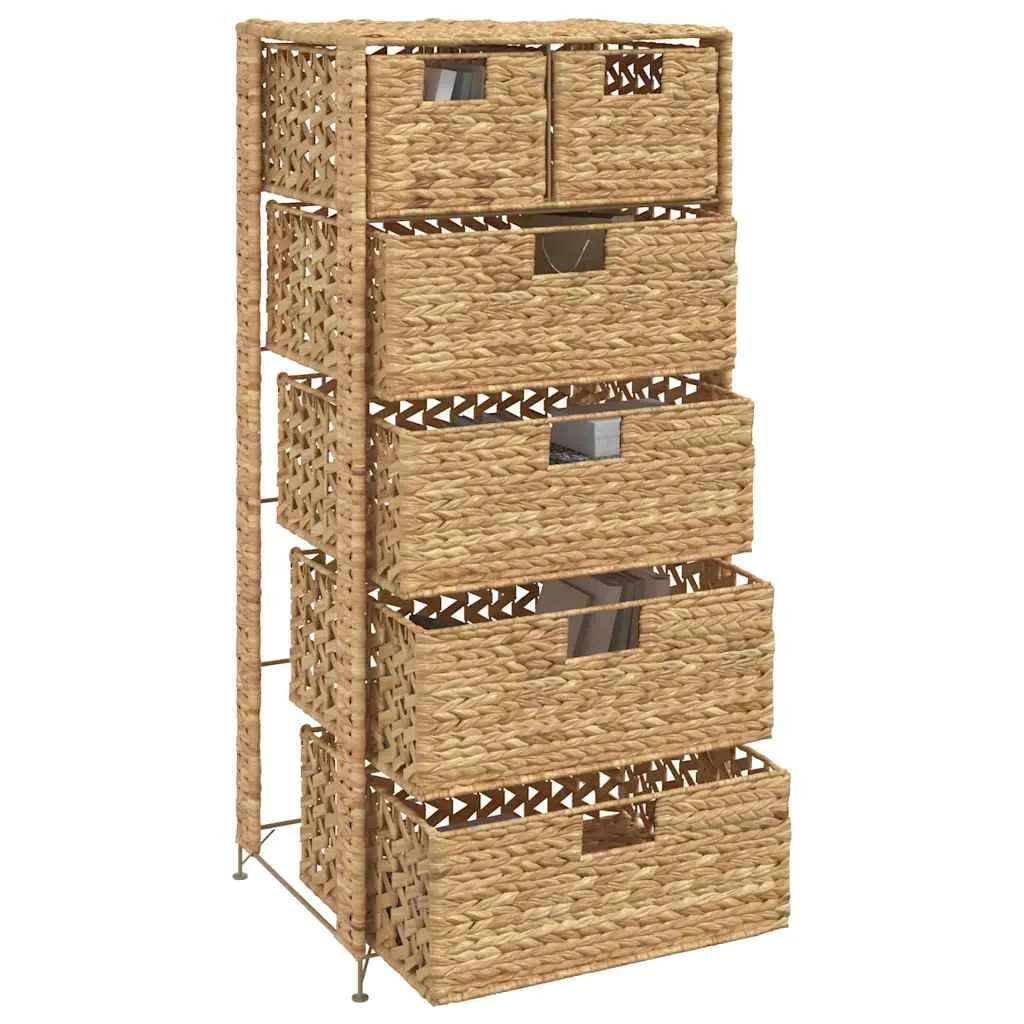 Praktischer Schubladenschrank 47x37x100 cm Braun mit Wasserhyazinthen-Körben