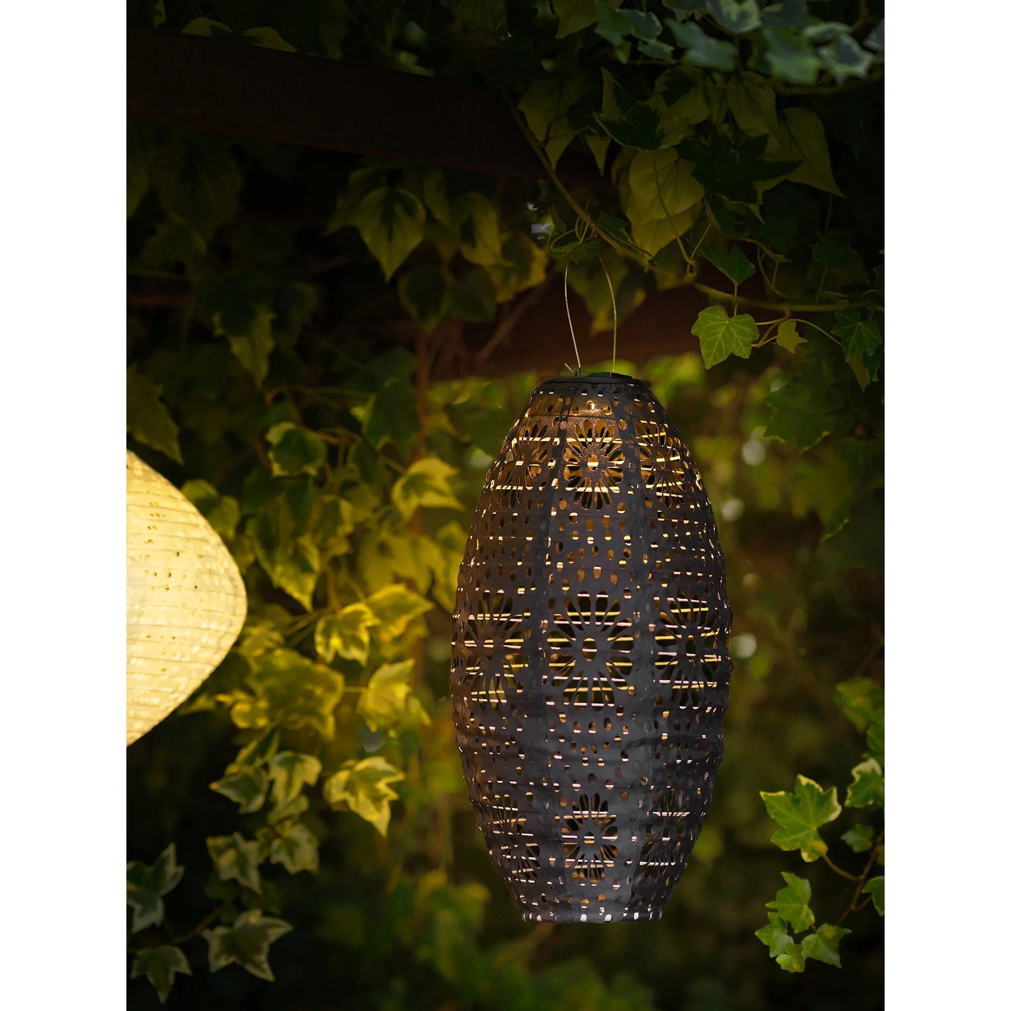 tinkaro Foxdale LED-Laterne mit Solarpanel 20 x 20 x 40 cm Grau
