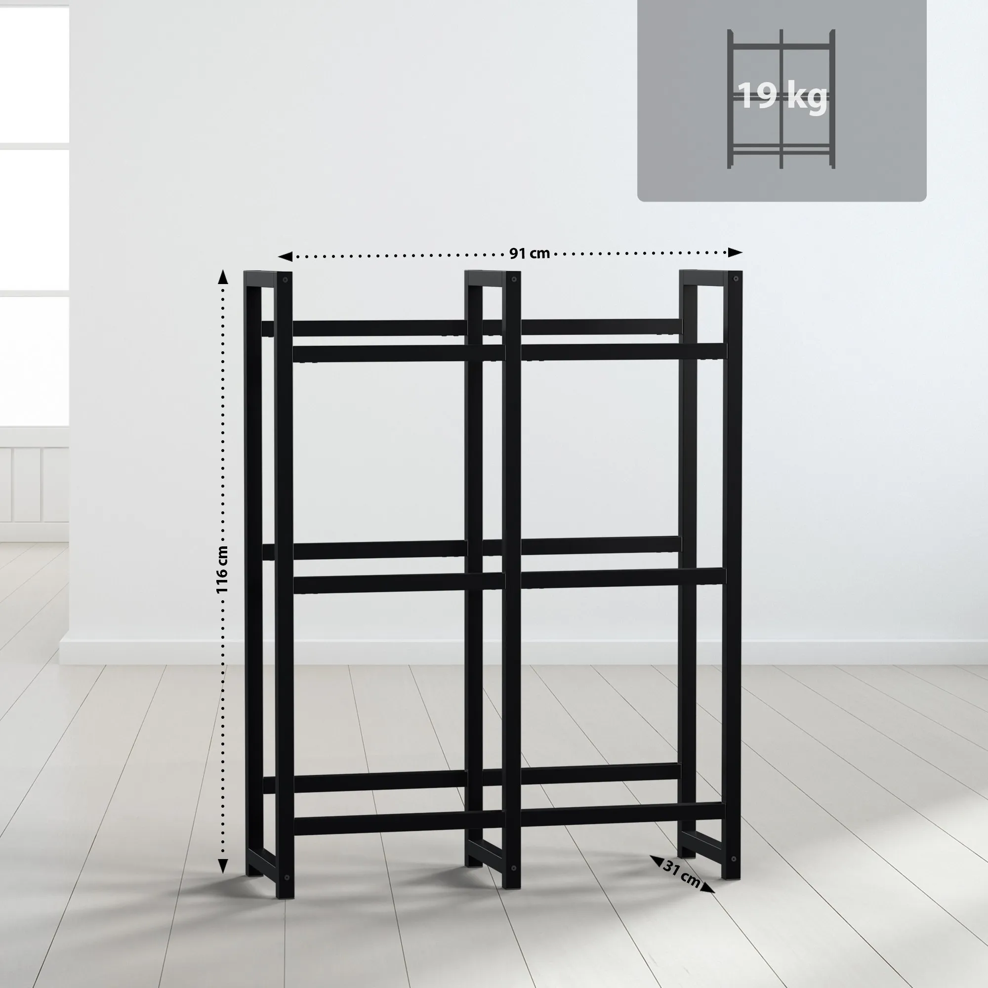 Getränkekistenständer Stack 91x31x116 cm schwarz