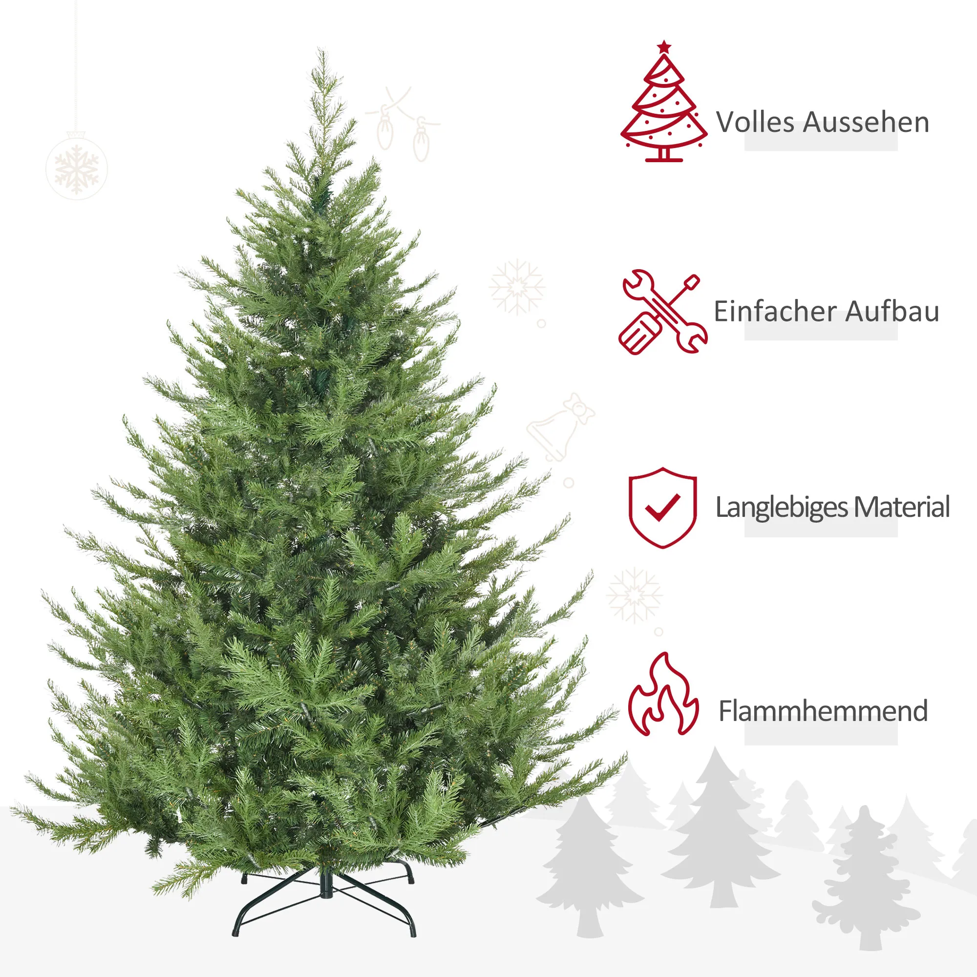 Kunsttanne Weihnachtsbaum realistisch Kunststoff Grün 180 cm