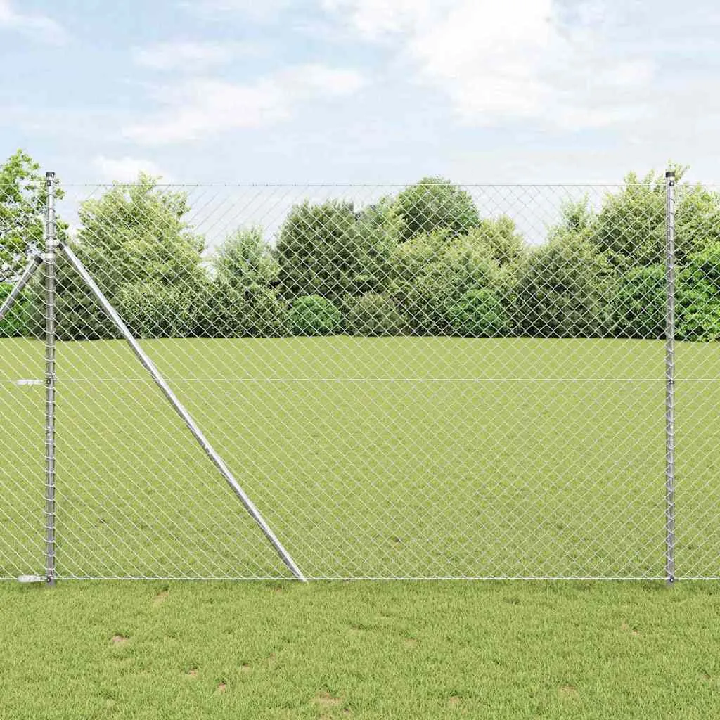 Zaunpfosten Set aus Stahl 1000 x 3,2 x 150 cm Silber