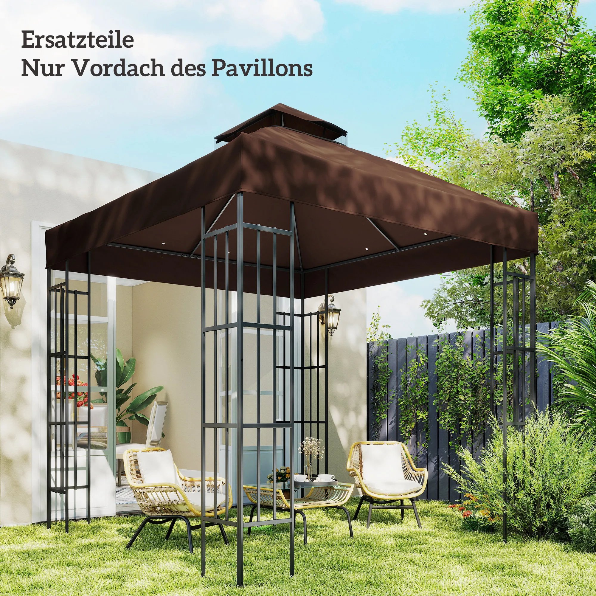 Ersatzdach 300x300 cm Kaffee für Pavillon