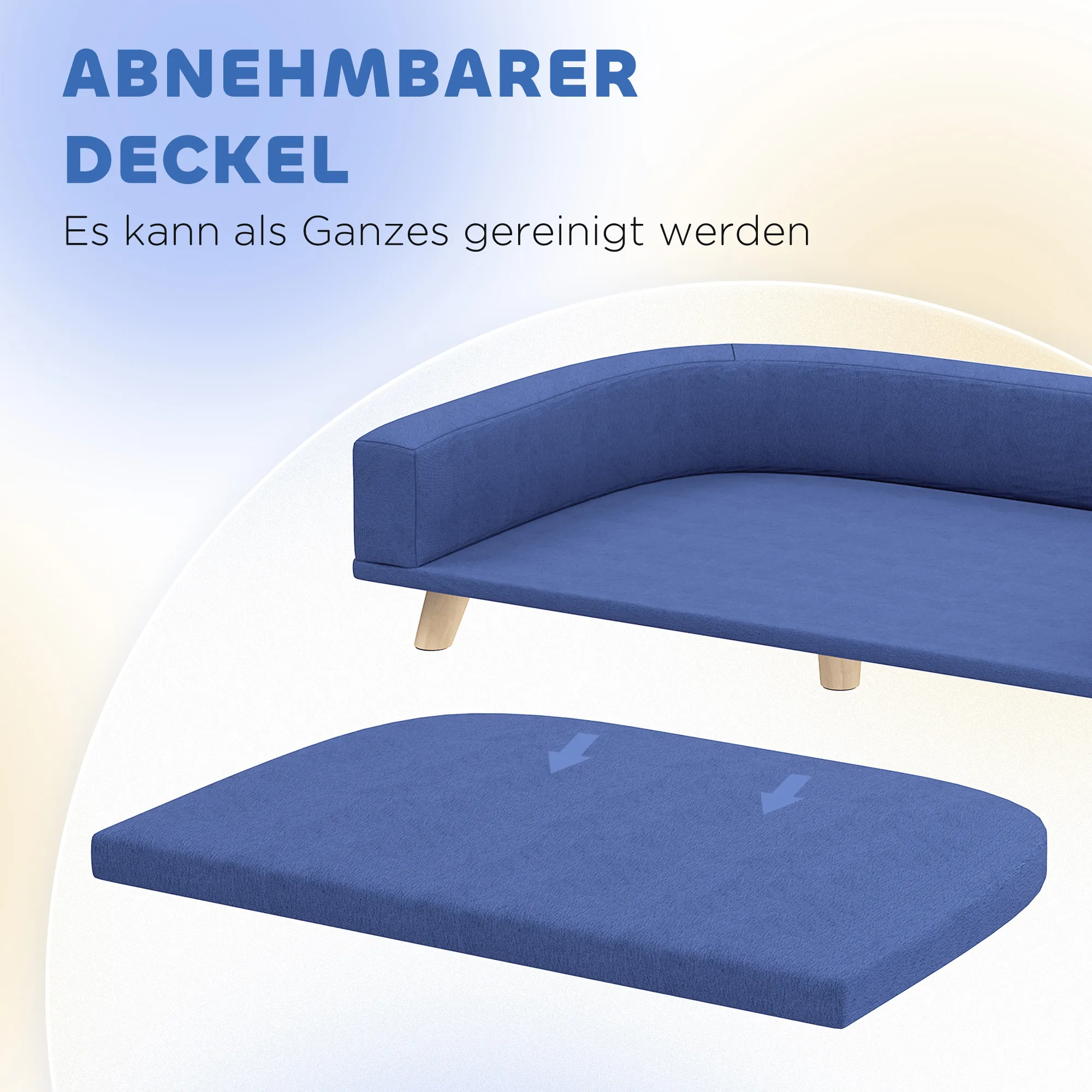 Hundesofa für große Hunde, Kiefernholz, 98 x 67 x 25 cm, Blau