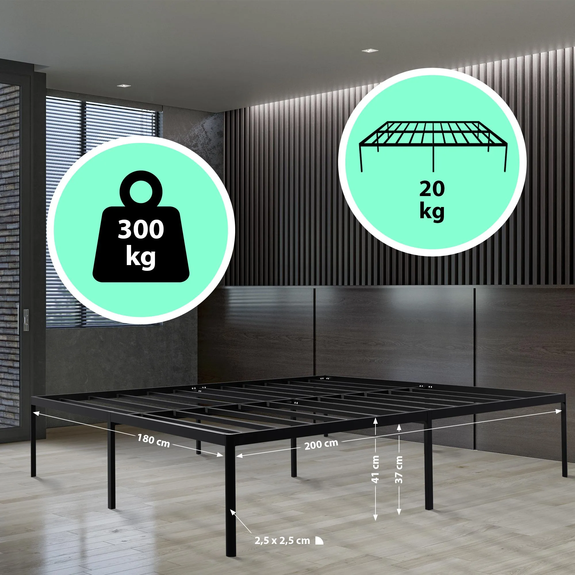Metallbett Hamlin 200x200 cm schwarz