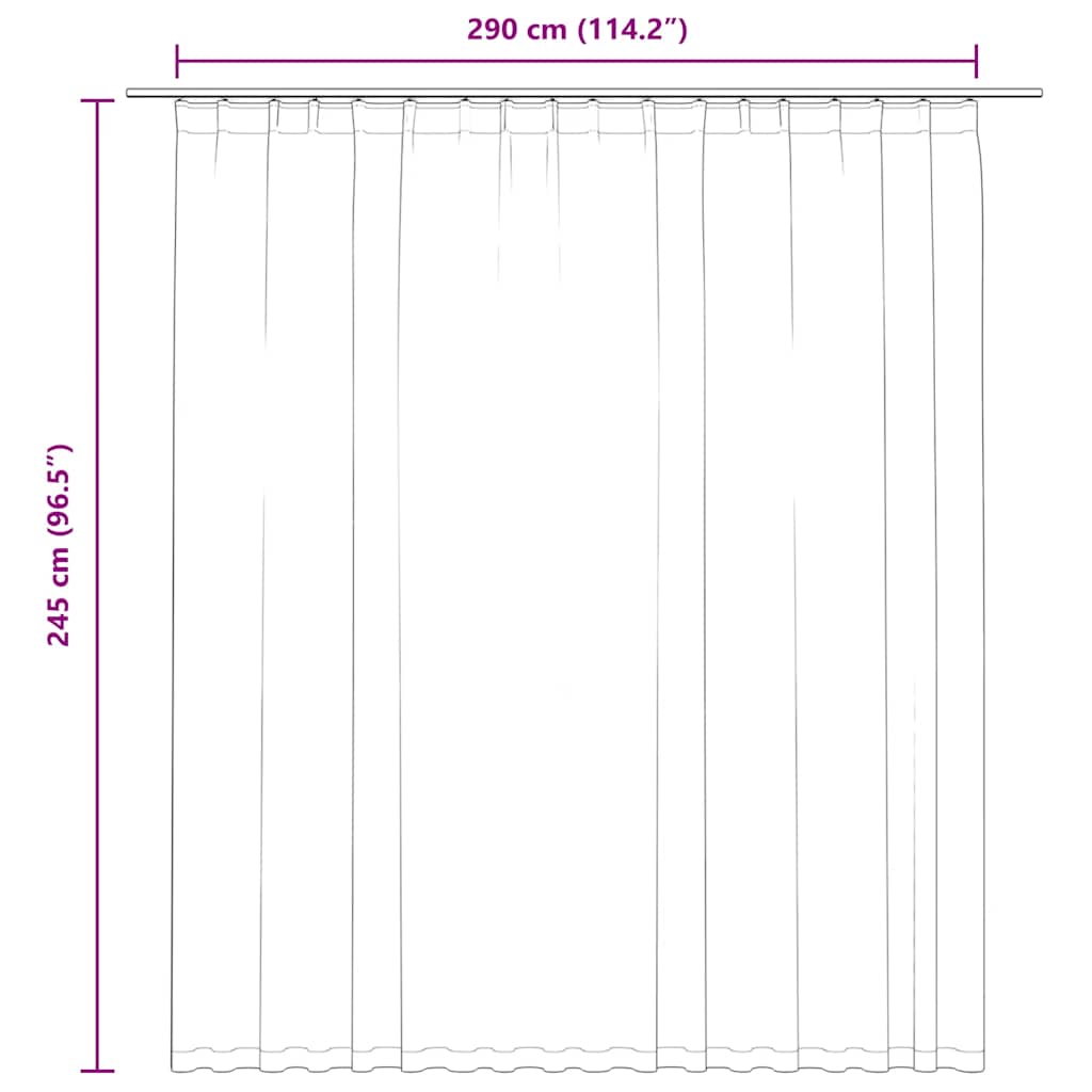 Beiger Vorhang 290 x 245 cm mit Metallhaken, 100% Polyester