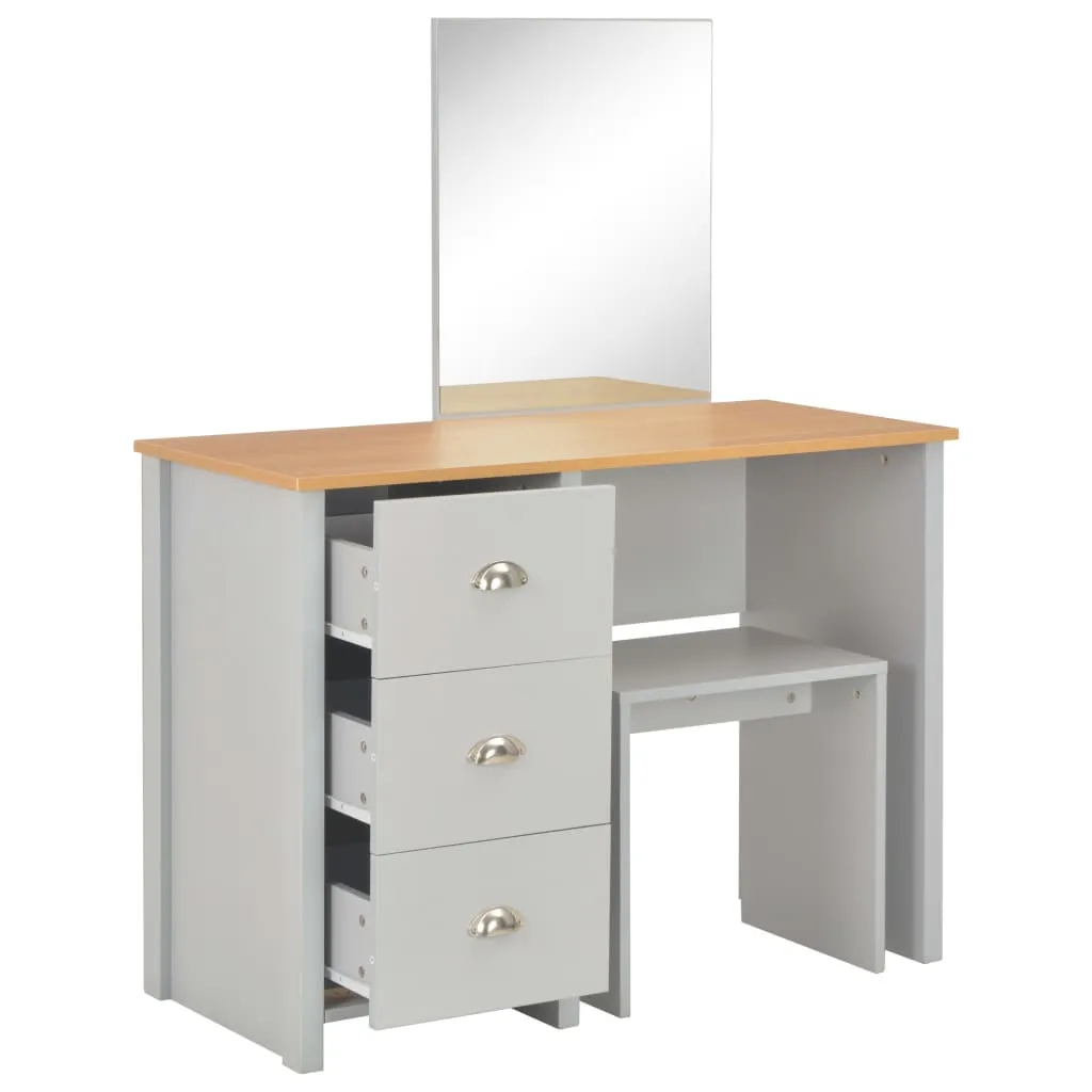 Moderner Schminktisch 104x45x131 cm in Grau und Naturholz