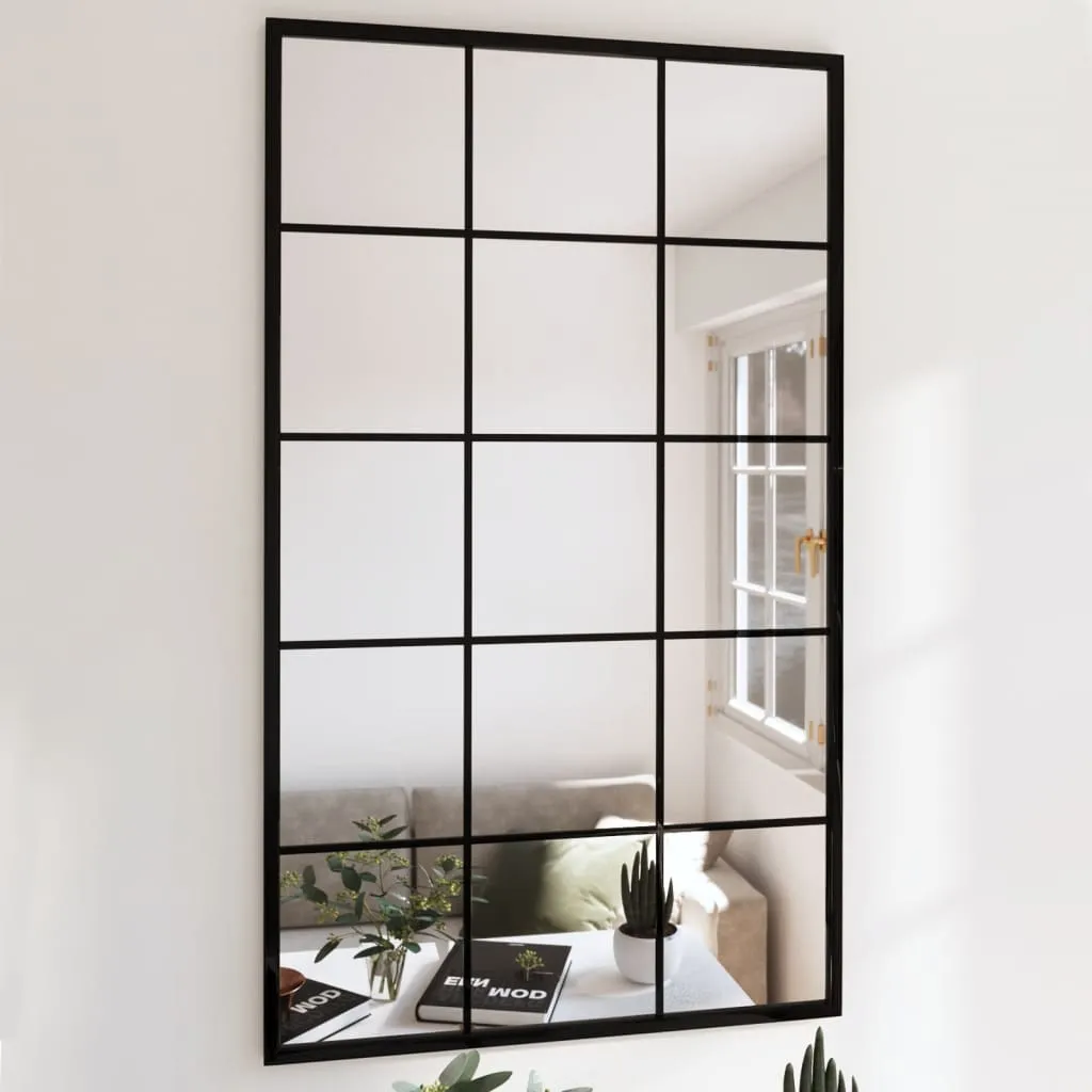 2er Set Wandspiegel 100x60 cm Schwarz mit Metallrahmen