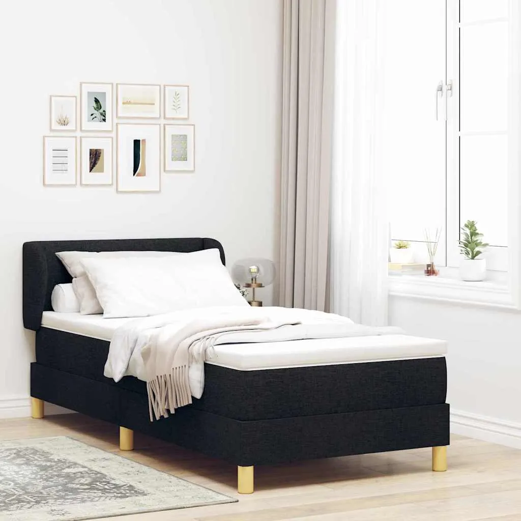 Boxspringbett mit verstellbarem Kopfteil, 90x190 cm, Schwarz