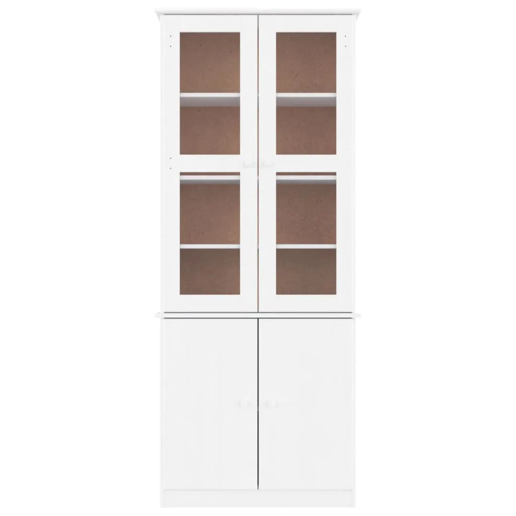 Holzvitrine mit Glas 77x35x186,5 cm Weiß aus massivem Kiefernholz