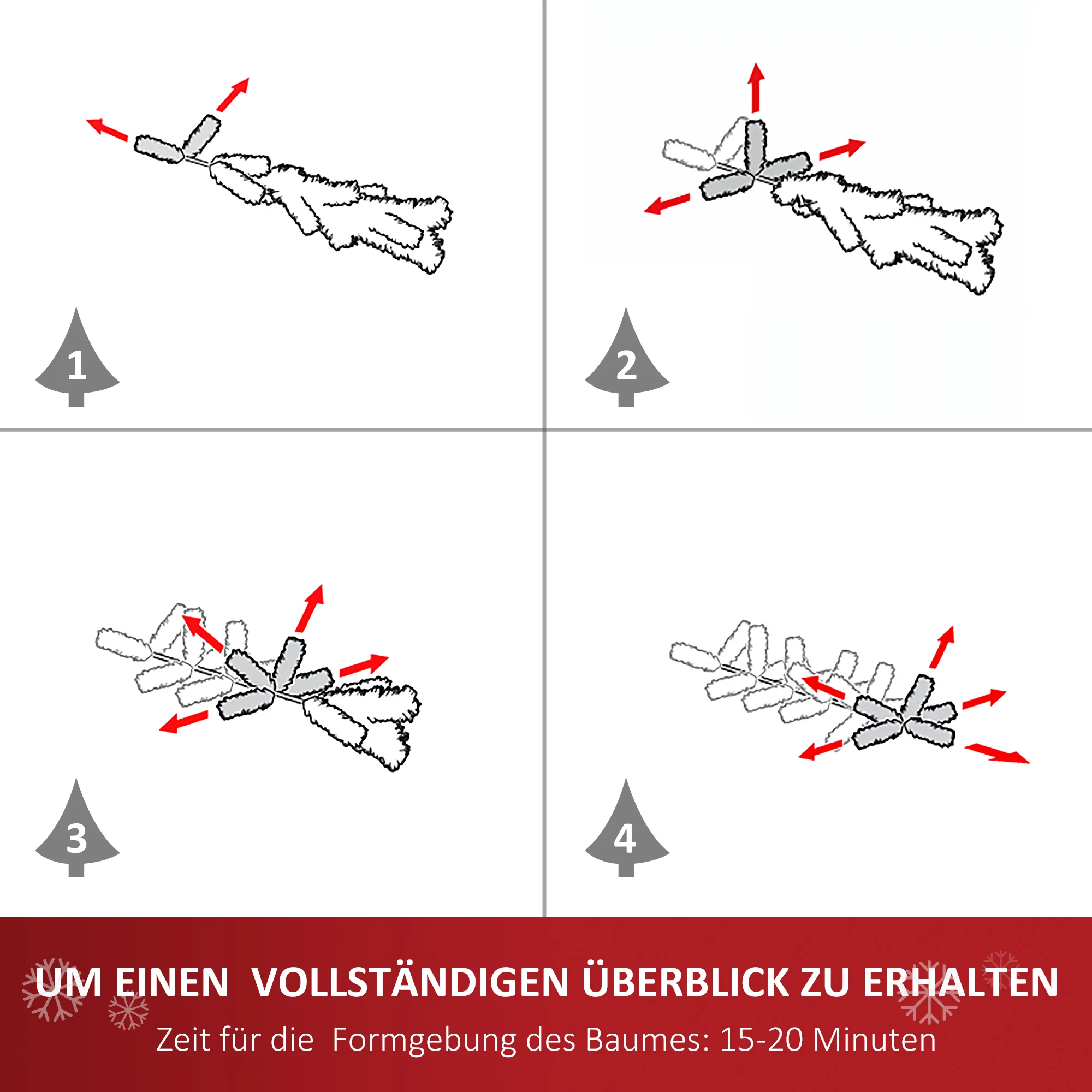 Künstlicher Weihnachtsbaum 120 cm mit LED und Glasfaser Weiß-Blau