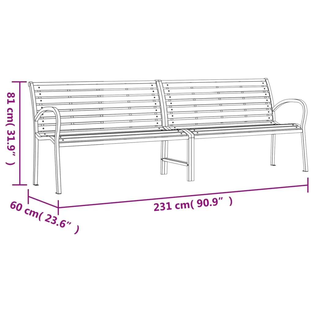 Gartenbank aus WPC und Stahl 231x60x81 cm in Anthrazit