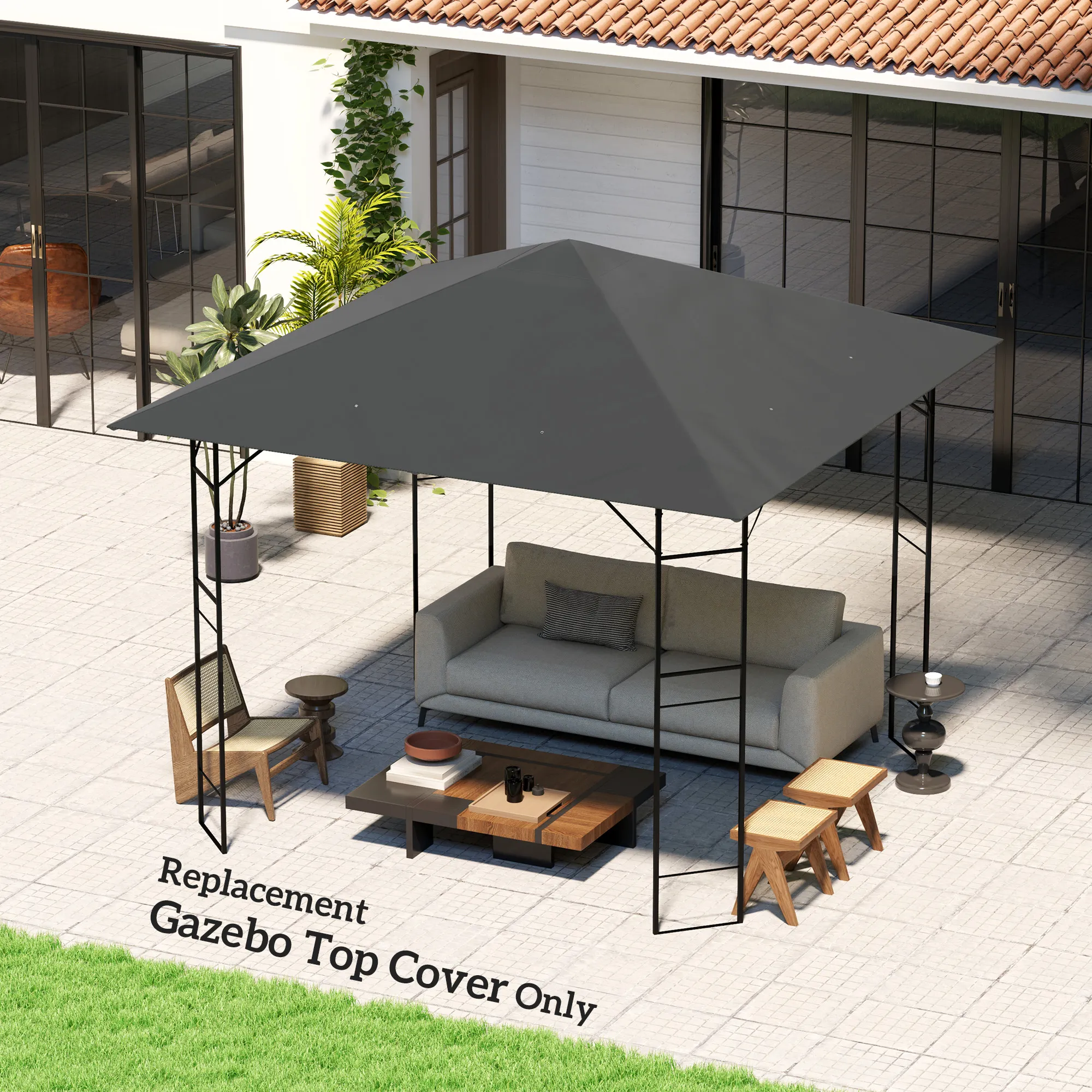 Pavillon Ersatzdach 3 x 3 m Grau