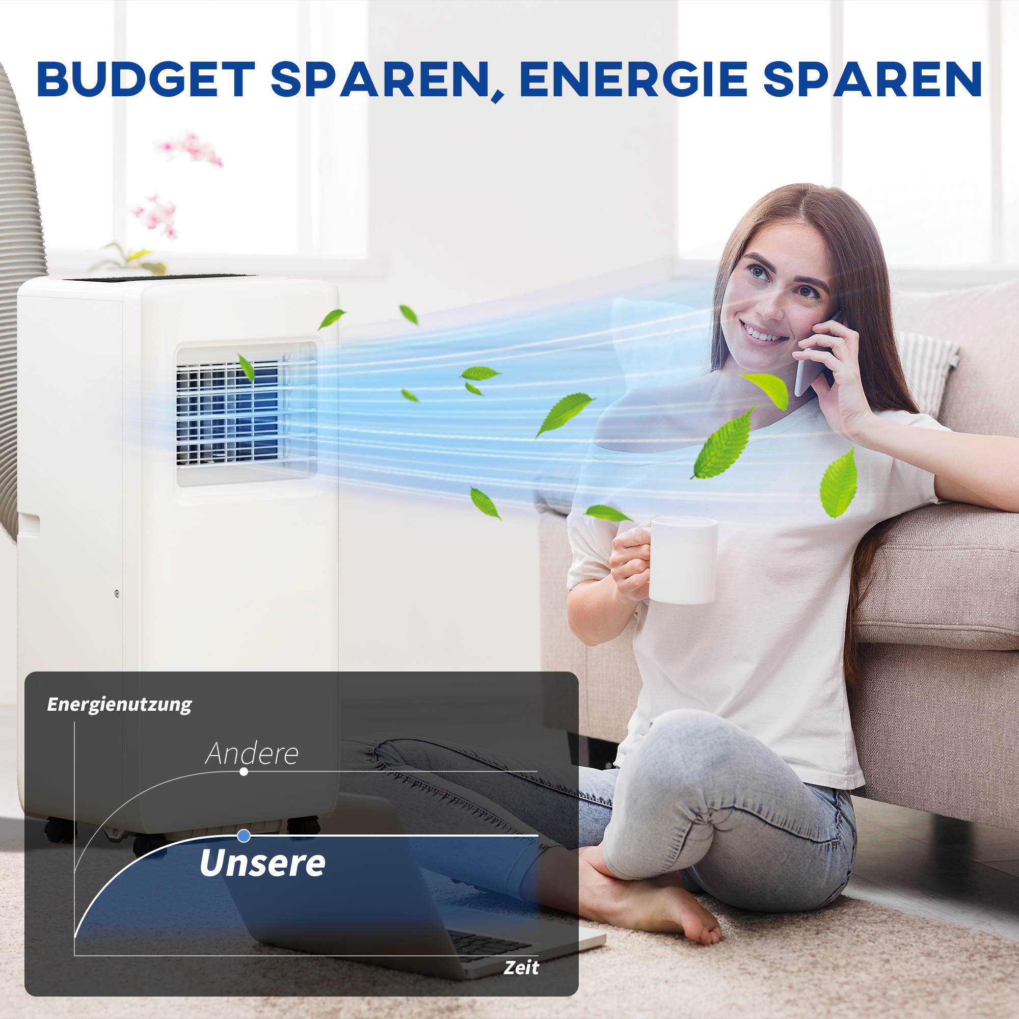 Tragbare Klimaanlage 33B x 28T x 71H cm in Weiß
