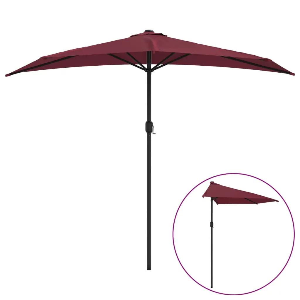 Balkon-Sonnenschirm Bordeauxrot 270x144x222 cm mit Kurbel und 5 Stahlrippen