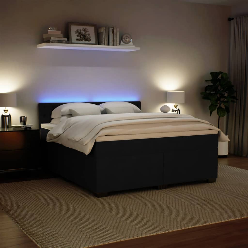 Boxspringbett Samt mit LED-Beleuchtung 180x200 cm Schwarz