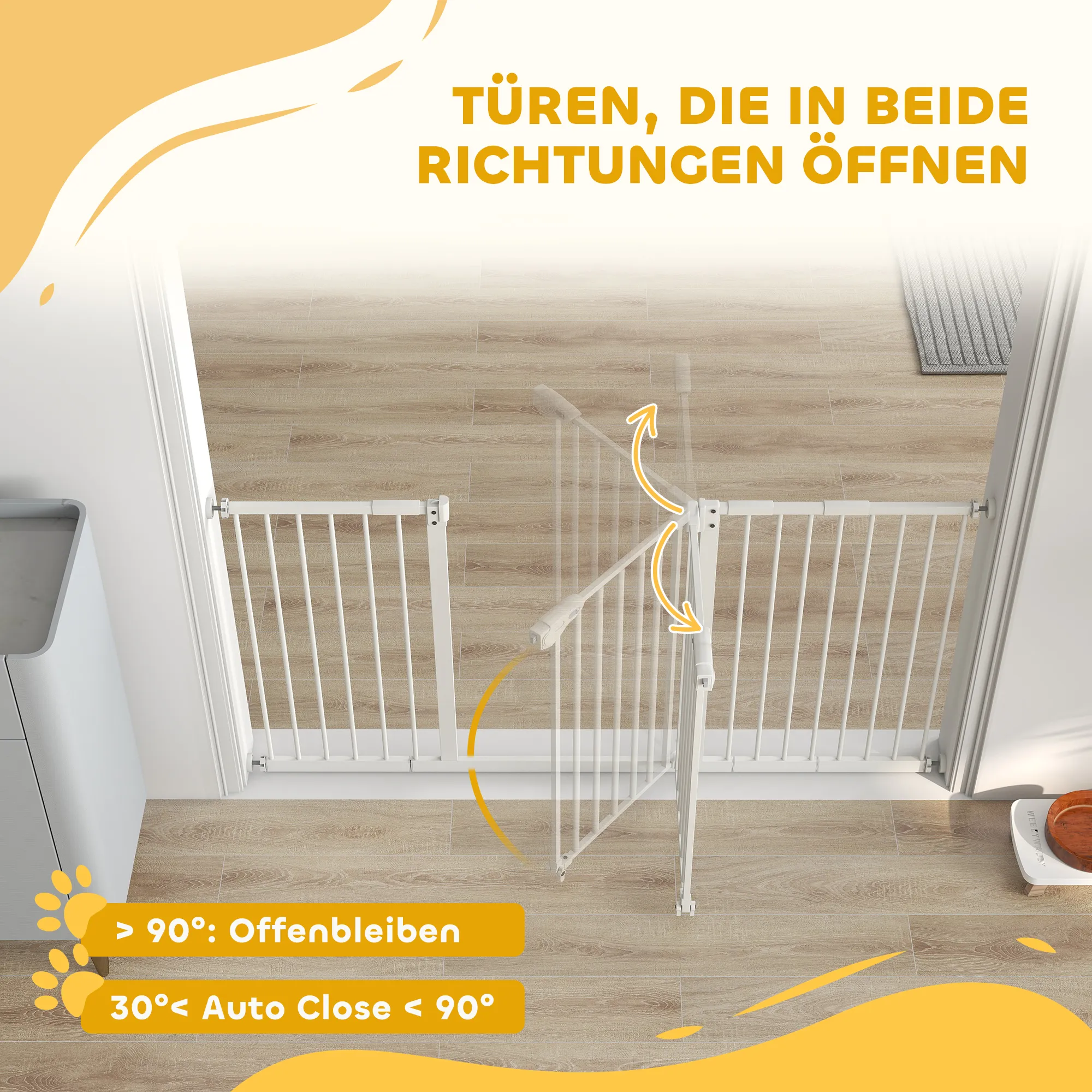 Hunde-Absperrgitter Metall erweiterbar 136x76cm Weiß