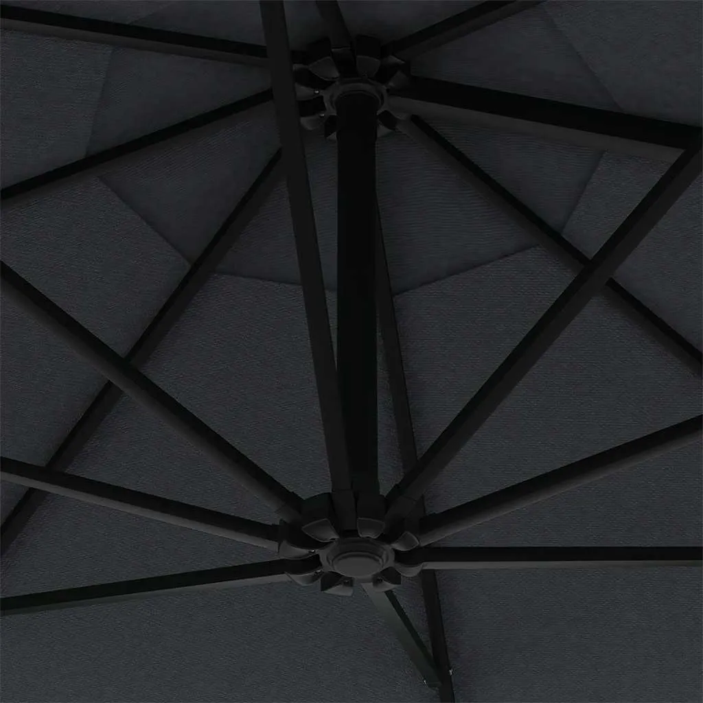 Wand-Sonnenschirm 300x131 cm Anthrazit mit Kurbel und 8 Schirmrippen