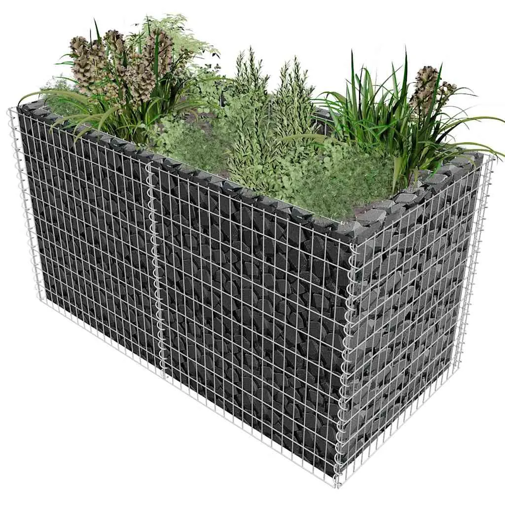 Gabionen-Hochbeet 180 x 90 x 100 cm in Silber