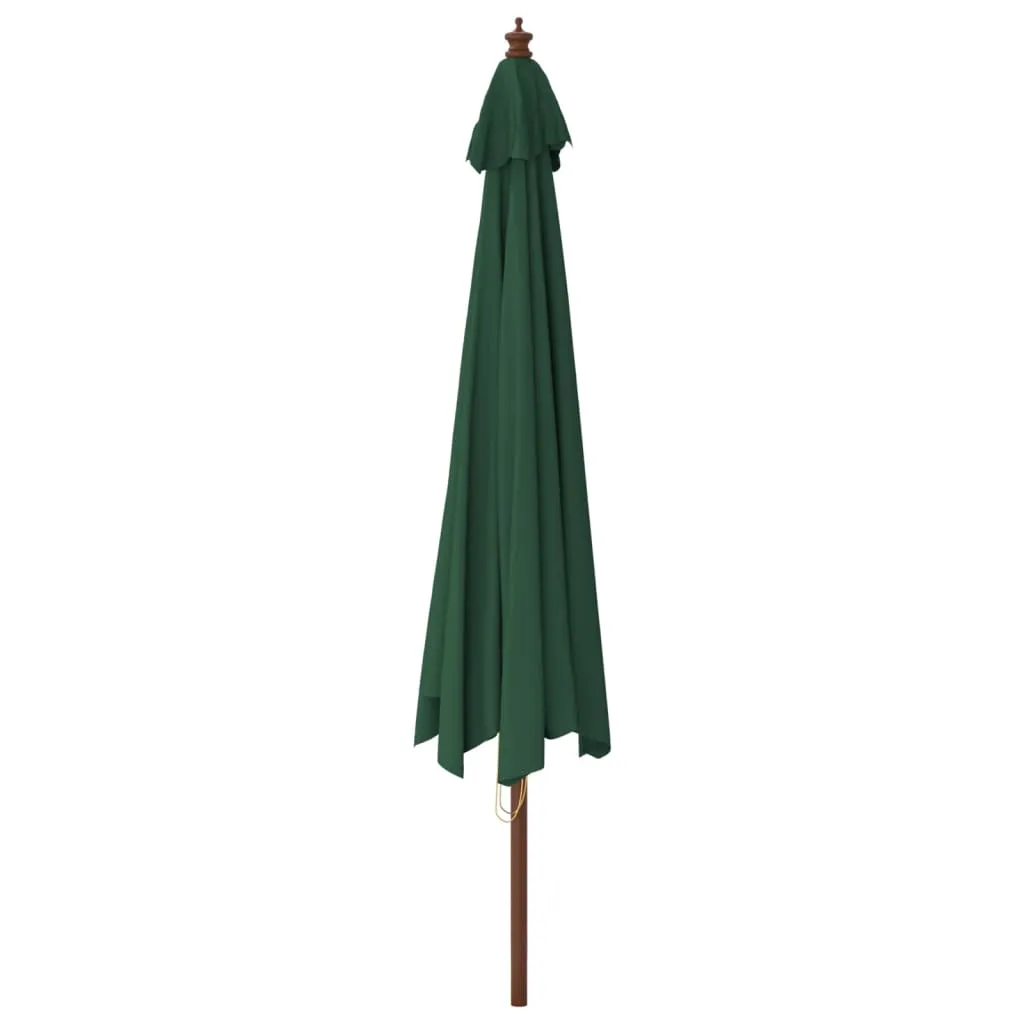 Grüner Sonnenschirm 400 x 273 cm mit Naturholzgestell