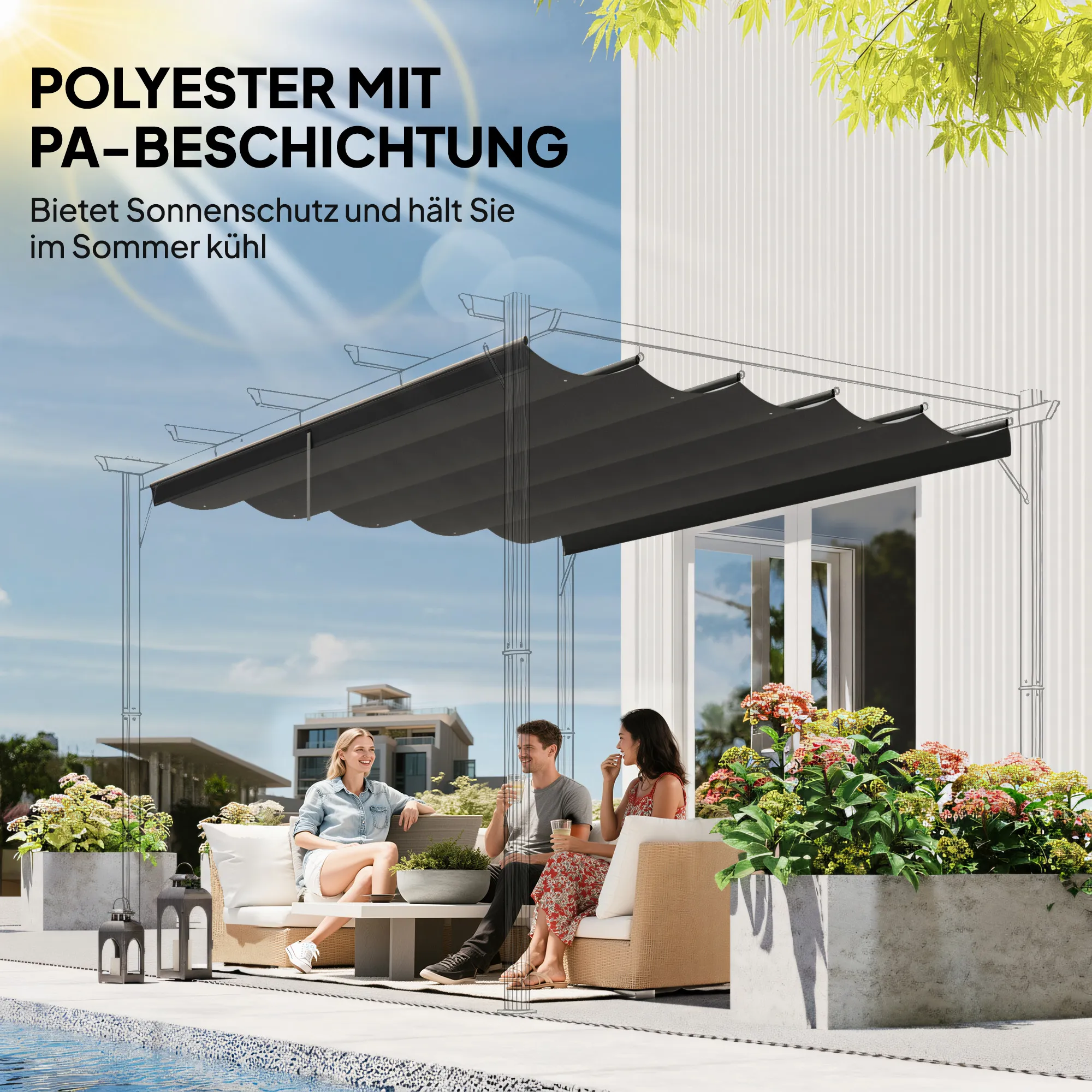 Ersatzdach Dunkelgrau 250L x 255B cm für 3 x 3 m Pavillons