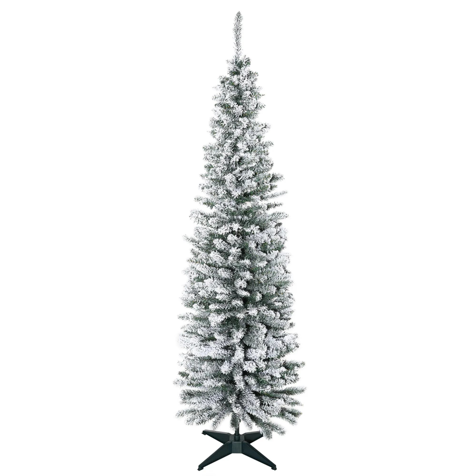 Künstlicher Weihnachtsbaum, 210 cm, beschneite PVC-Zweige, klappbar, Metallständer, Grün/Weiß