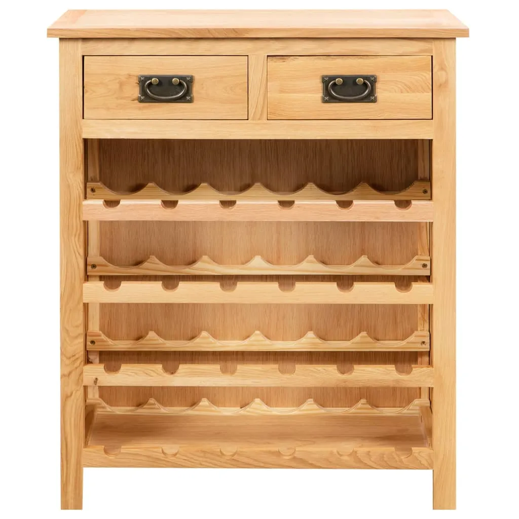Weinregal aus massivem Eichenholz und MDF mit Eichenfurnier 72x32x90 cm Braun