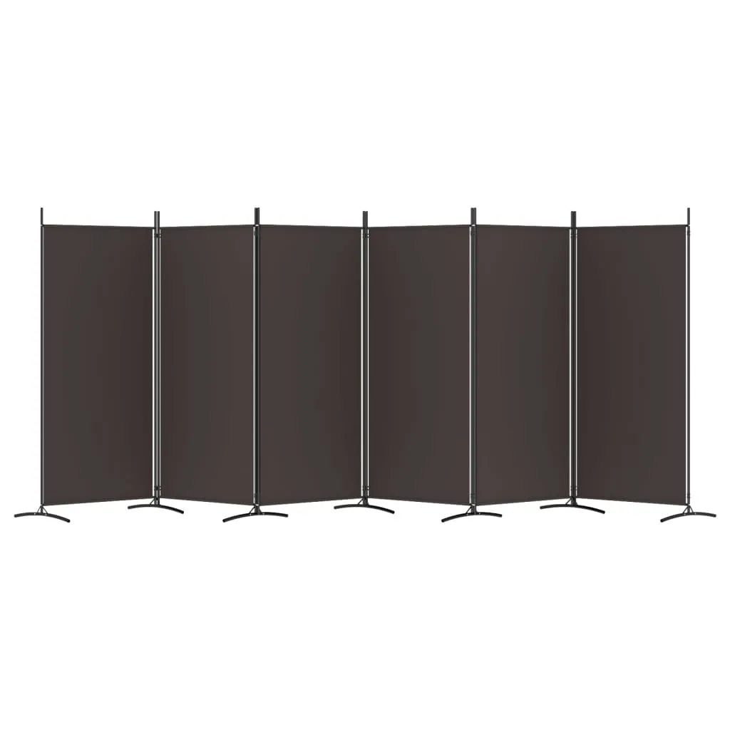 Paravent Raumteiler 520x180 cm Braun mit 6 Paneelen aus Stoff