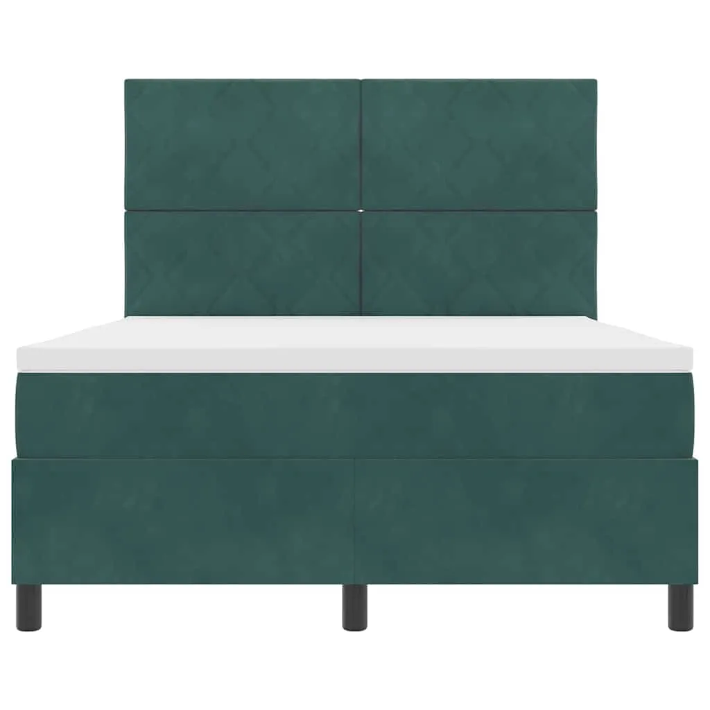Boxspringbett 140x190 cm Kiefernholz Dunkelgrün verstellbares Kopfteil
