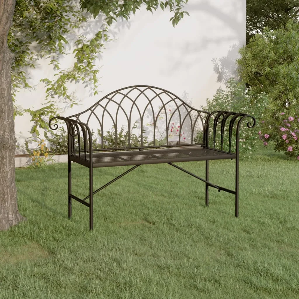 2-Sitzer Gartenbank Metall 128 x 44,5 x 88 cm Schwarz