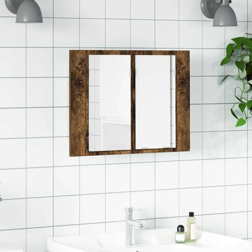 Spiegelschrank mit LED-Beleuchtung 60x12x45 cm Räuchereiche