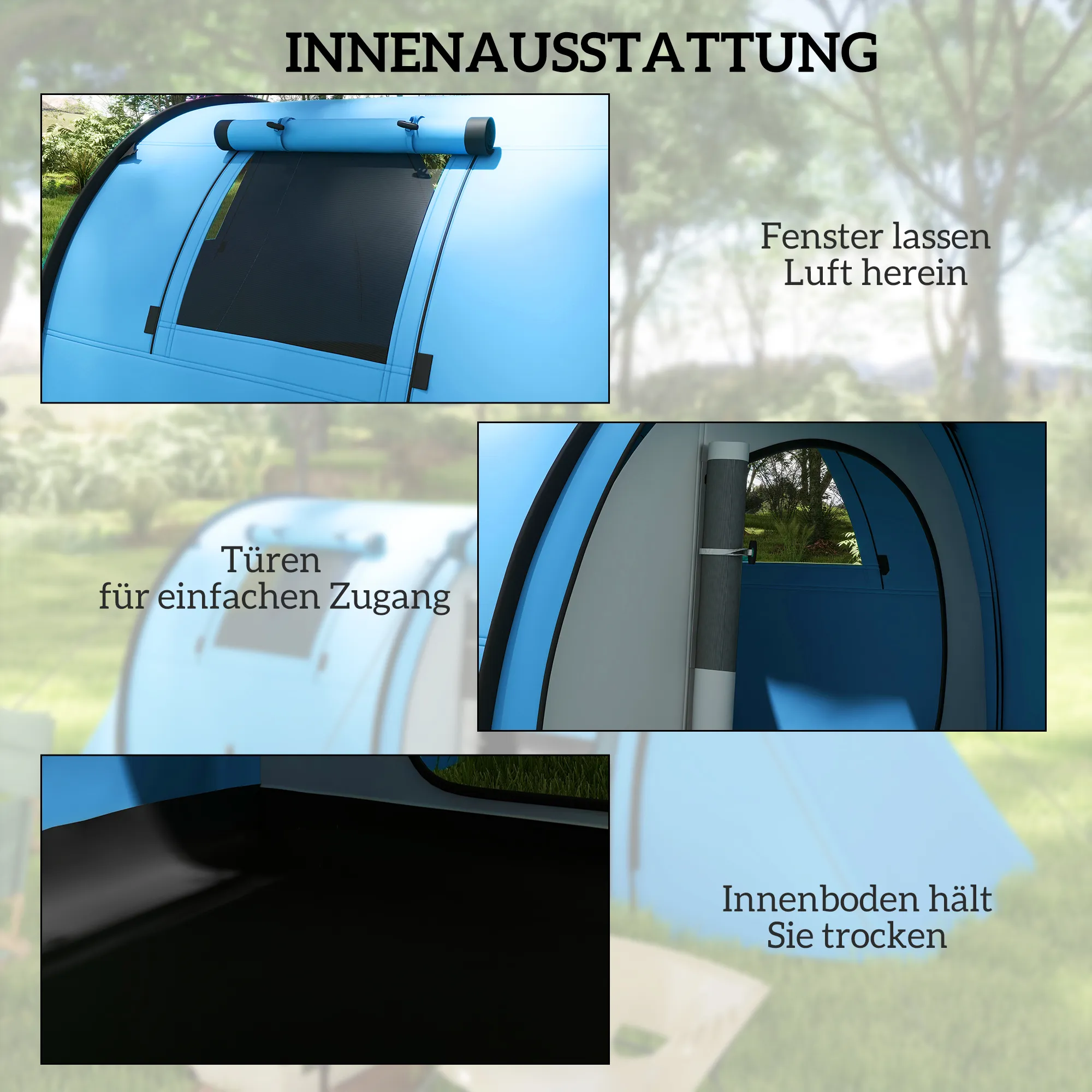 Familienzelt 4 Personen 470x220x150 cm Himmelblau