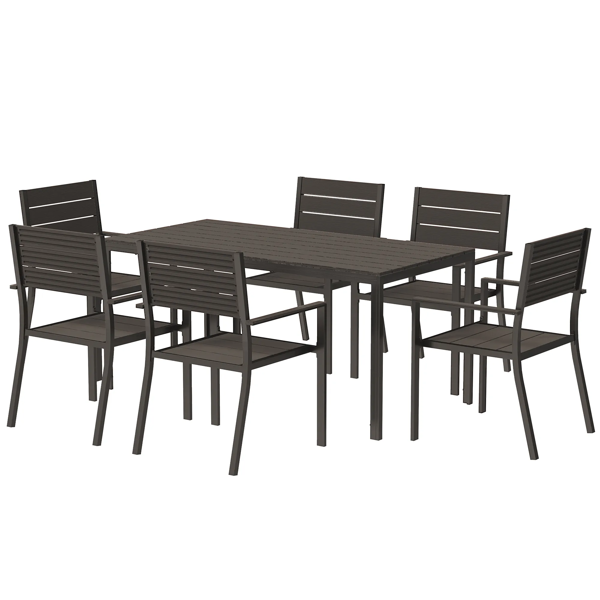 7-teiliges Gartenmöbel-Set Dunkelbraun 160x80x74 cm
