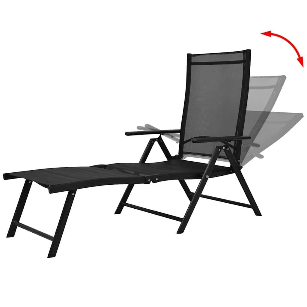 Klappbare Gartenliege Aluminium Textilene 178x63,5x96 cm Schwarz