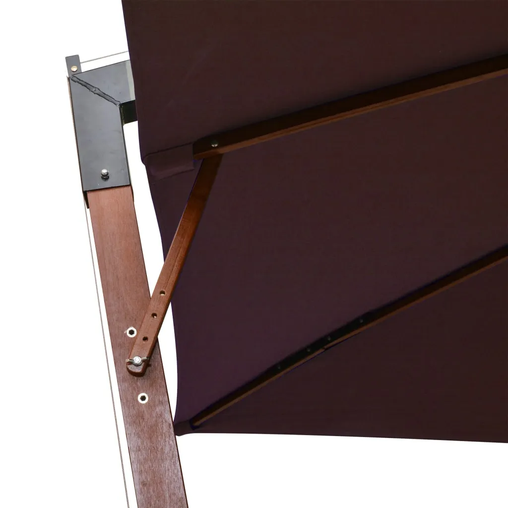 Ampelschirm Bordeauxrot 300x300 cm mit Massivholz-Mast und Bambusrippen