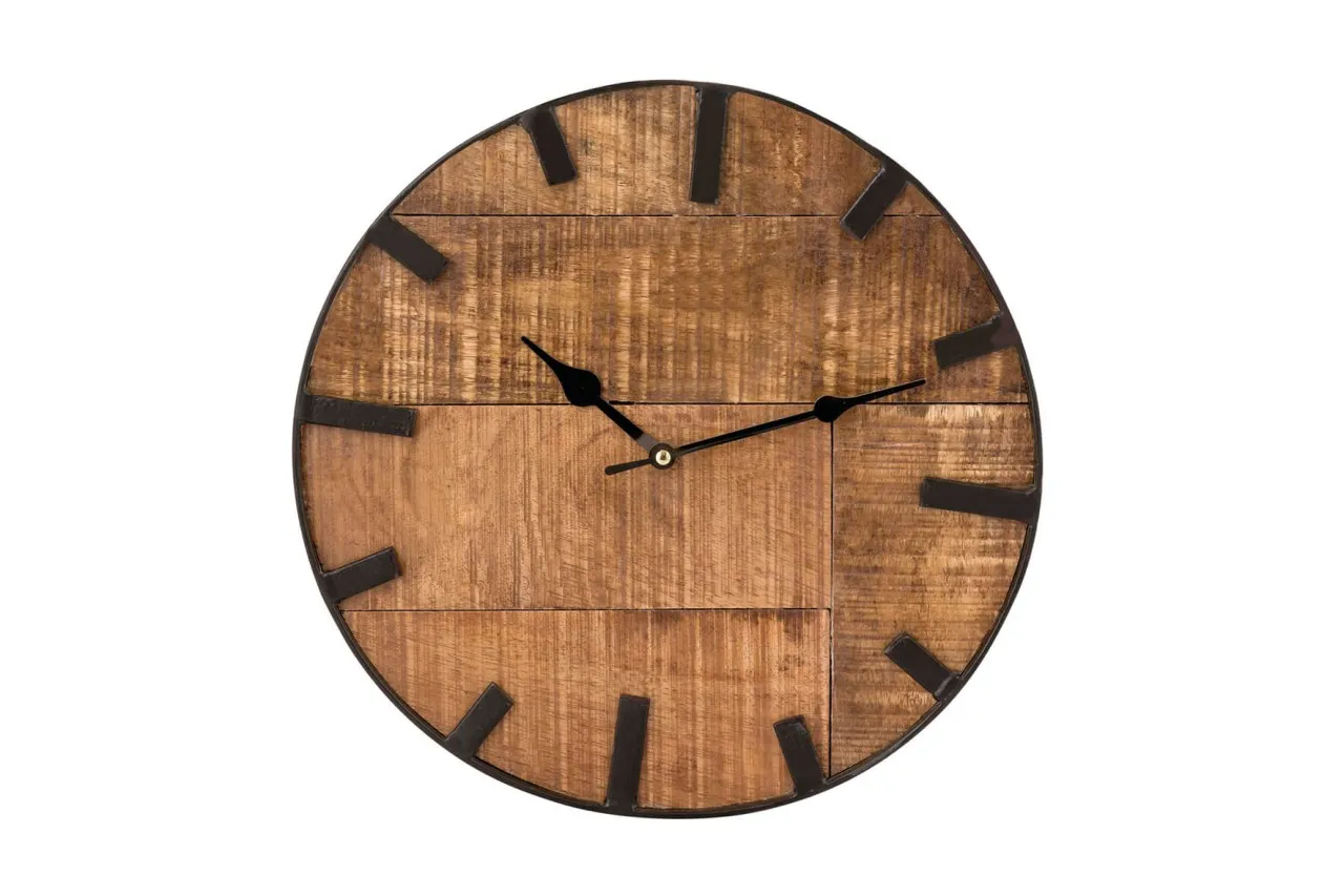 tinkaro Wanduhr BAKARI Mangoholz Wohnzimmeruhr Braun