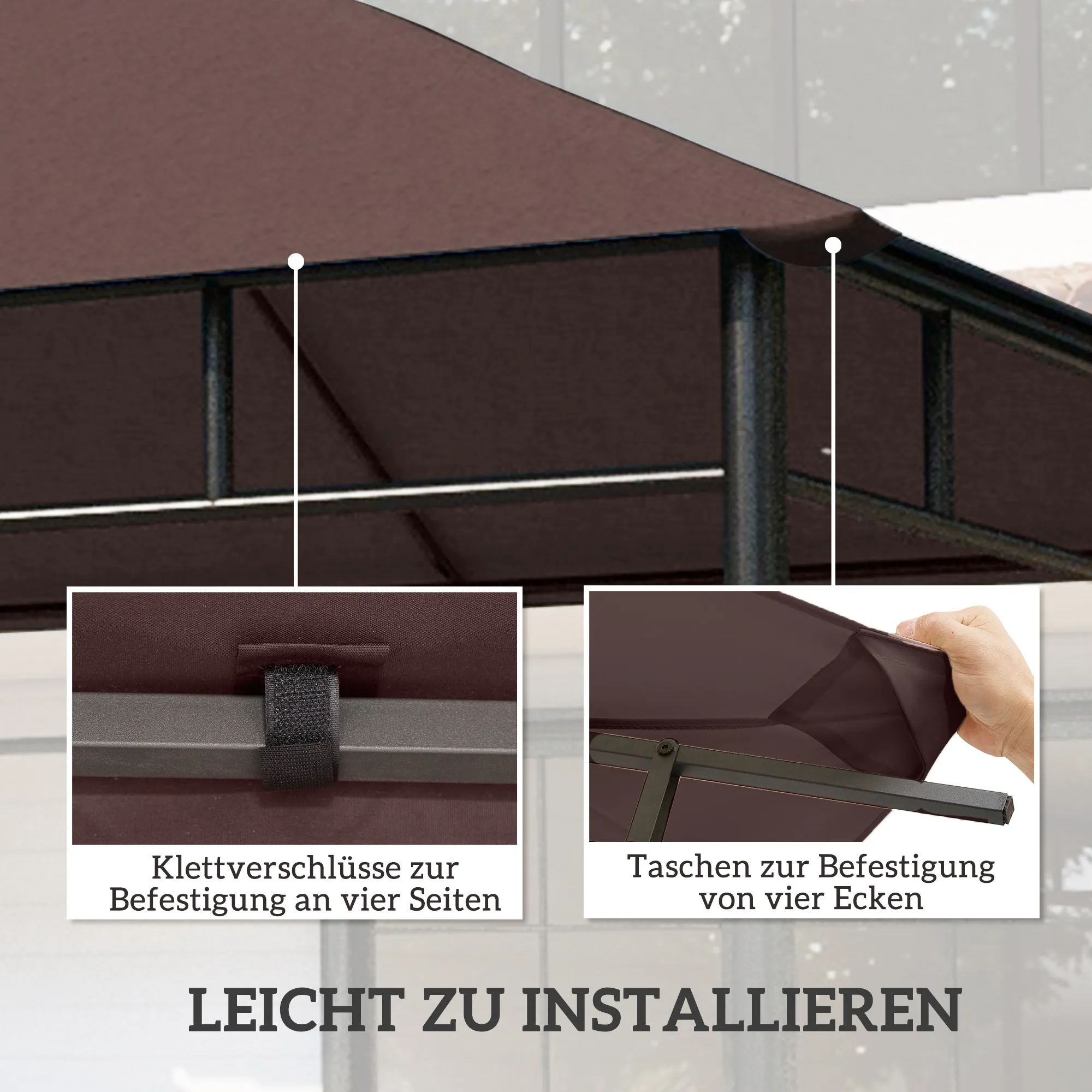 Pavillon Ersatzdach 298x295 cm in Kaffee