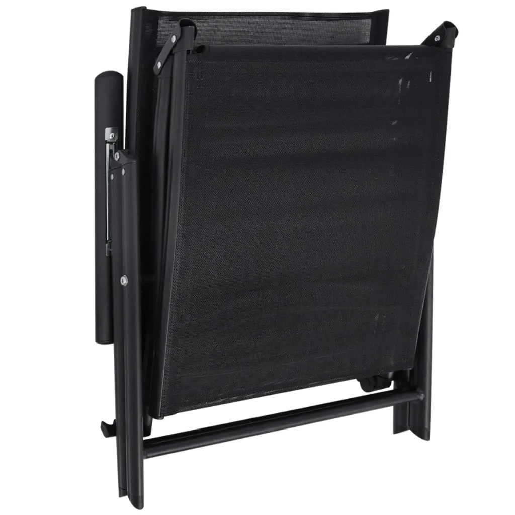 Klappbare Gartenliege Aluminium Textilene 178x63,5x96 cm Schwarz